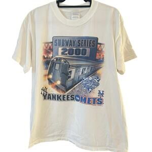 Vintage Y2K Subway Series 2000 New York Mets vs New York Yankees Shirt Adult L